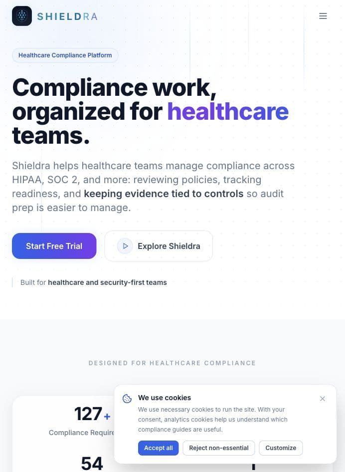 Shieldra website preview
